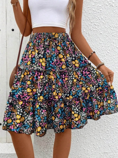Floral Print Midi Skirt - Byyde