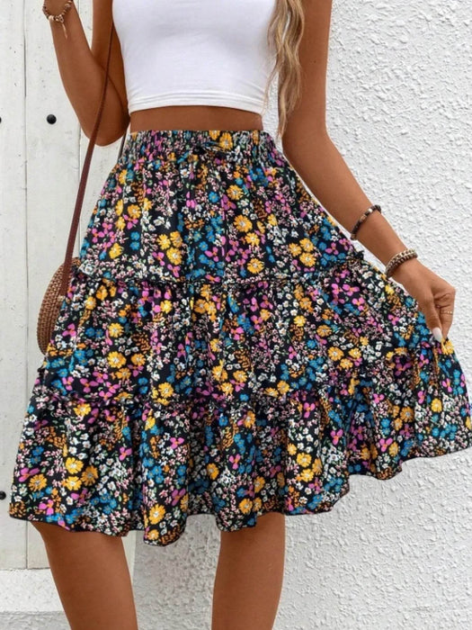 Floral Print Midi Skirt - Byyde