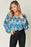 Double Take Full Size Printed Balloon Sleeve Blouse - Byyde
